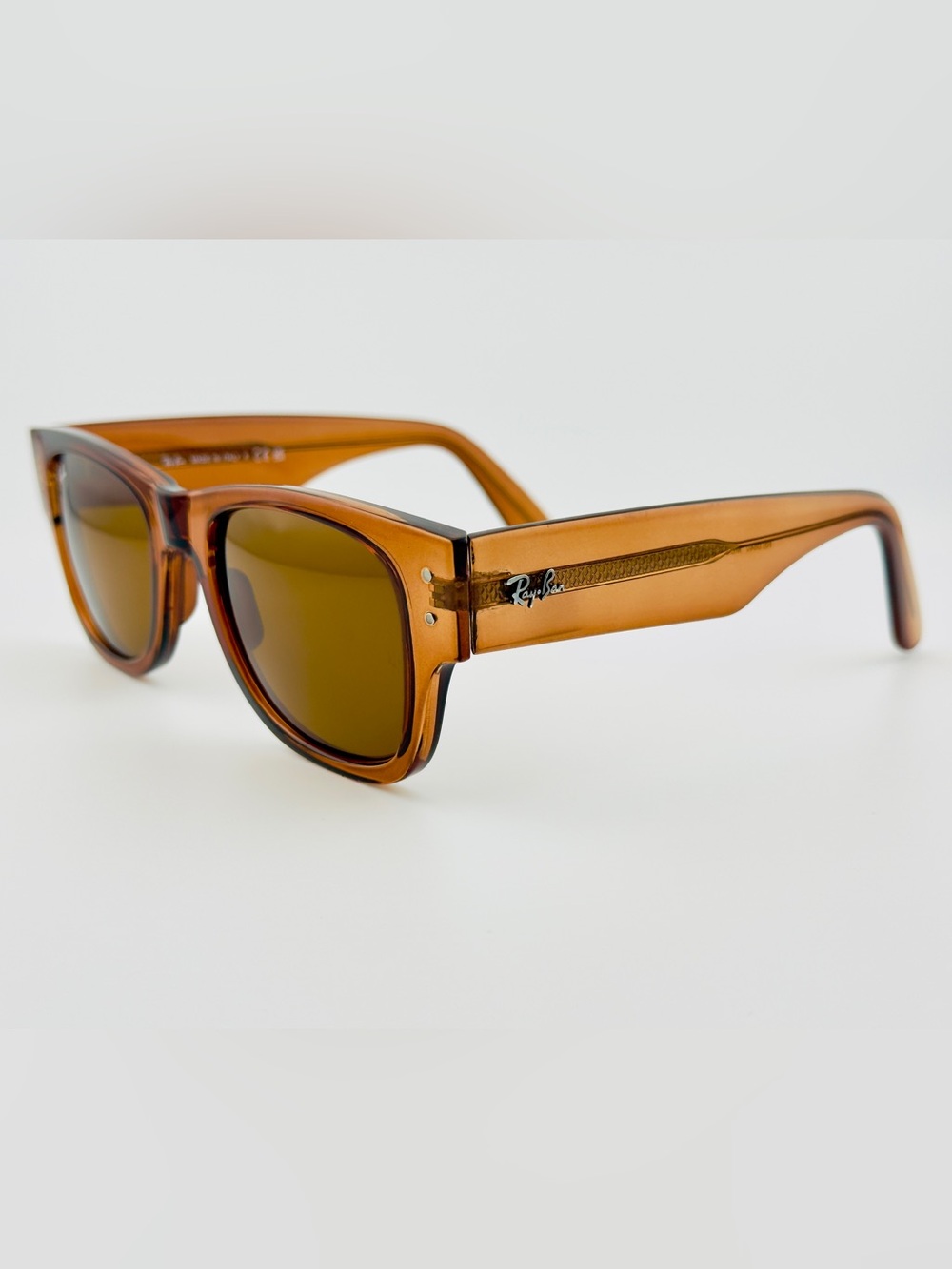 Ray-Ban Mega Wayfarer Sunglasses RB0840 Transparent Brown Frame with Brown Lens - Picture 10 of 15
